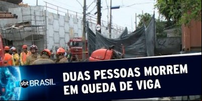 Equipes resgatam corpos de duas pessoas atingidas por viga de concreto no RJ